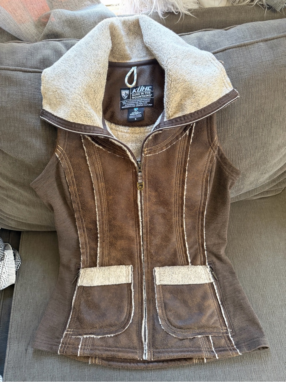 Kuhl Brown Sherpa-Lined Sleeveless Vest